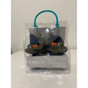Robeez Crocodile Snap Booties Crib Shoes Size 3-6 Months NEW